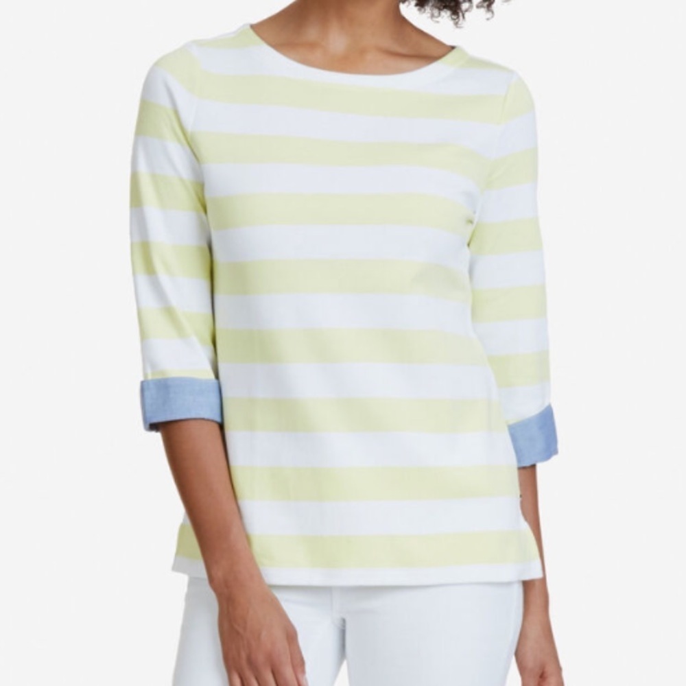 Nautica Striped Yellow and White Women's Top